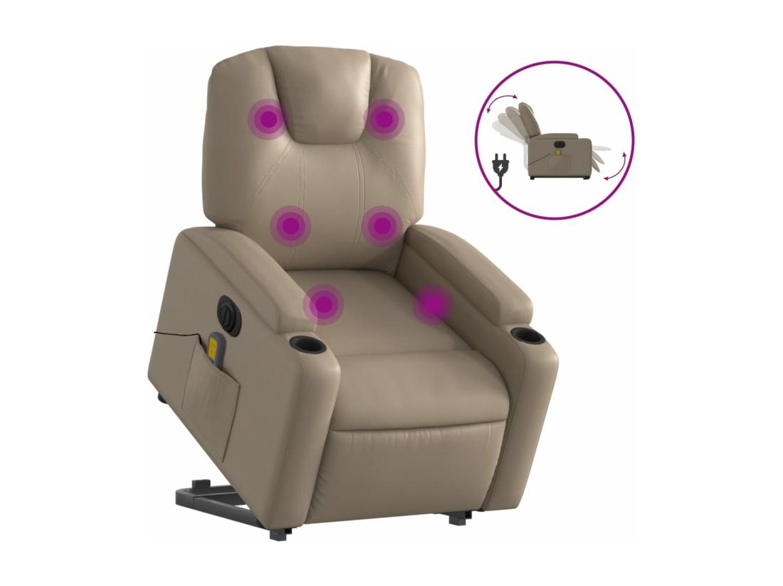 Vente Unique Fauteuil Inclinable Massant électrique Cappuccino Similicuir