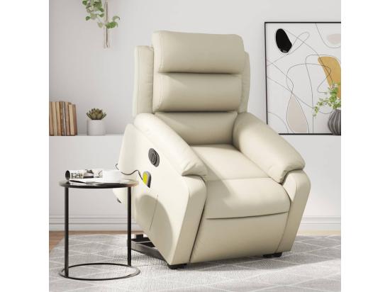 Vente Unique Fauteuil Inclinable Massant électrique Crème Similicuir