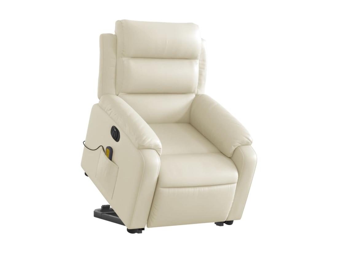 Vente Unique Fauteuil Inclinable Massant électrique Crème Similicuir