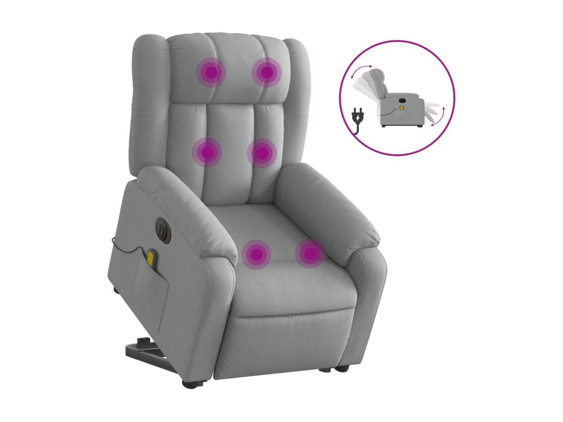 Vente Unique Fauteuil Inclinable Massant électrique Gris Clair Tissu
