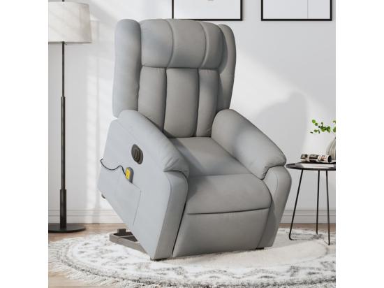 vente unique Fauteuil inclinable massant électrique Gris clair Tissu