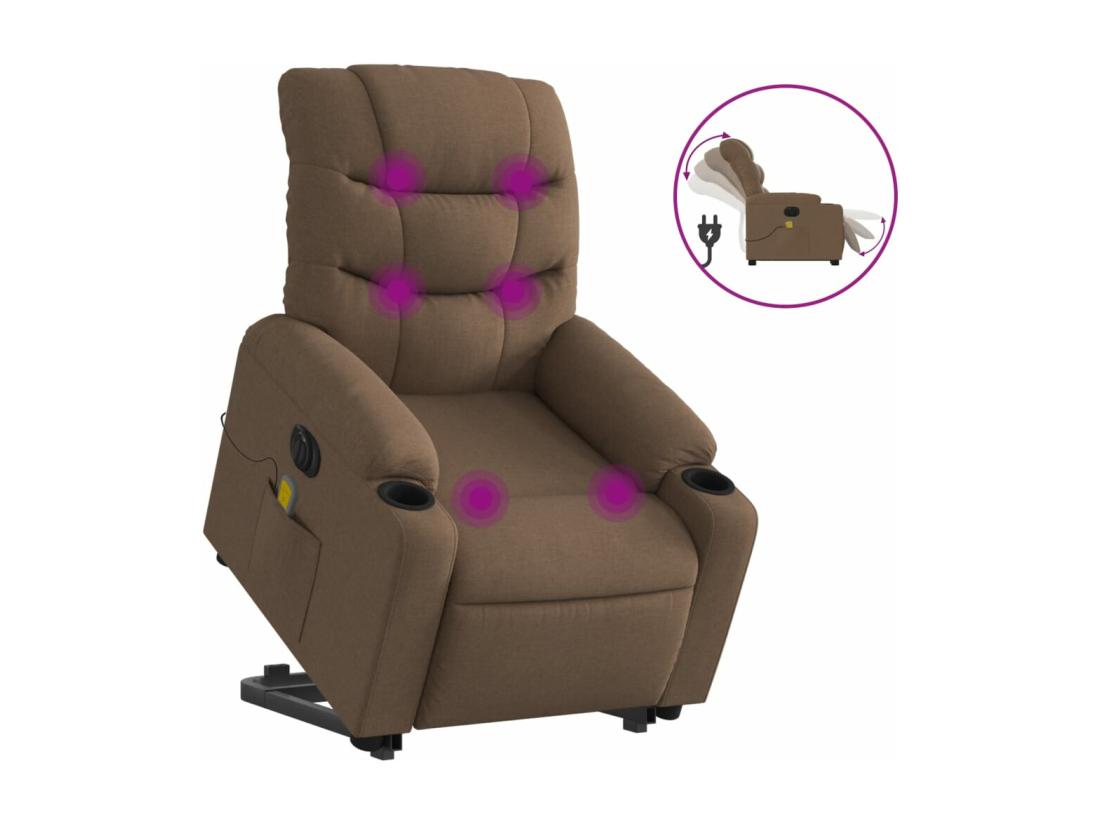 Vente Unique Fauteuil Inclinable Massant électrique Marron Tissu
