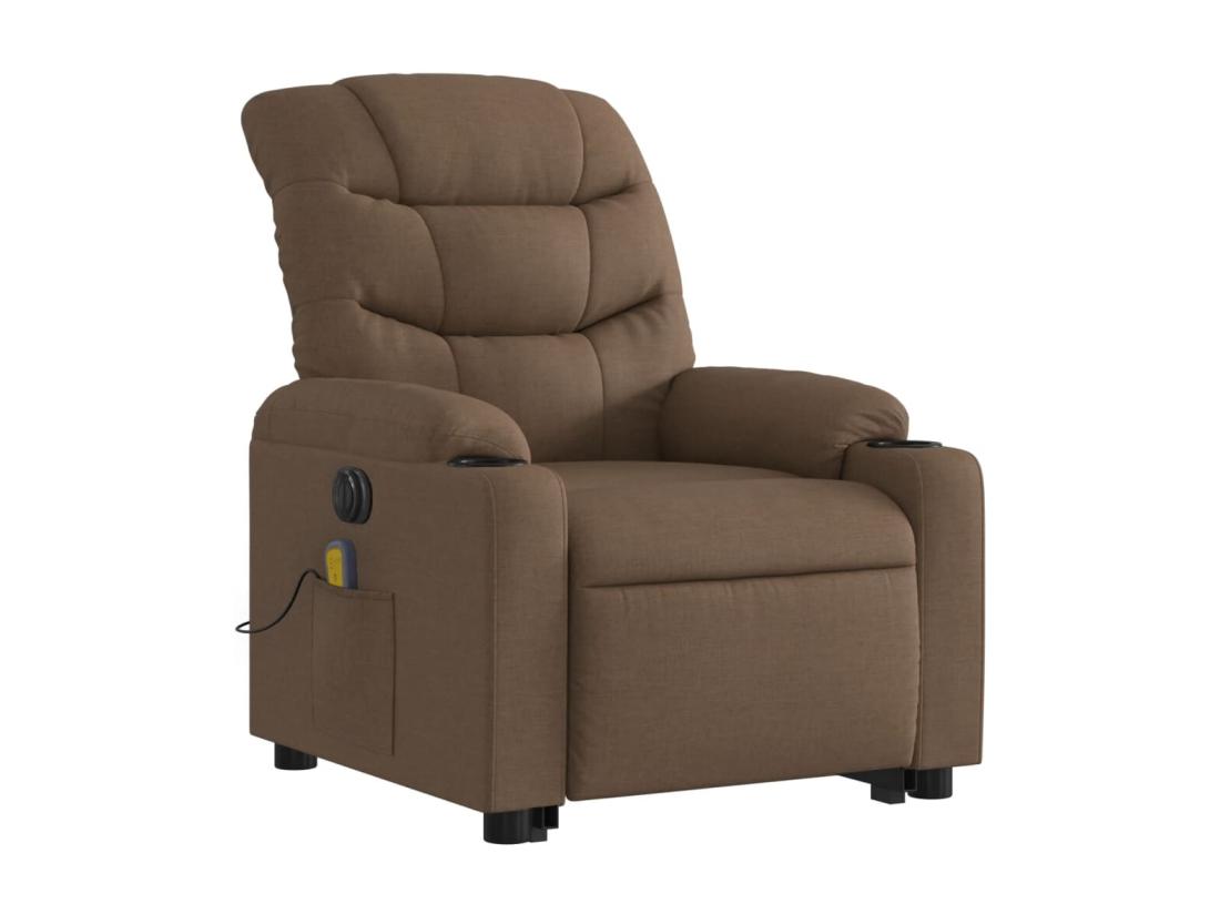Vente Unique Fauteuil Inclinable Massant électrique Marron Tissu
