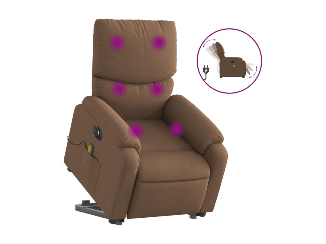 Vente Unique Fauteuil Inclinable Massant électrique Marron Tissu