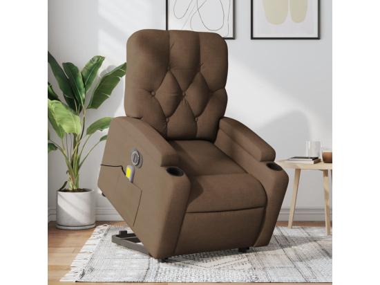 Vente Unique Fauteuil Inclinable Massant électrique Marron Tissu