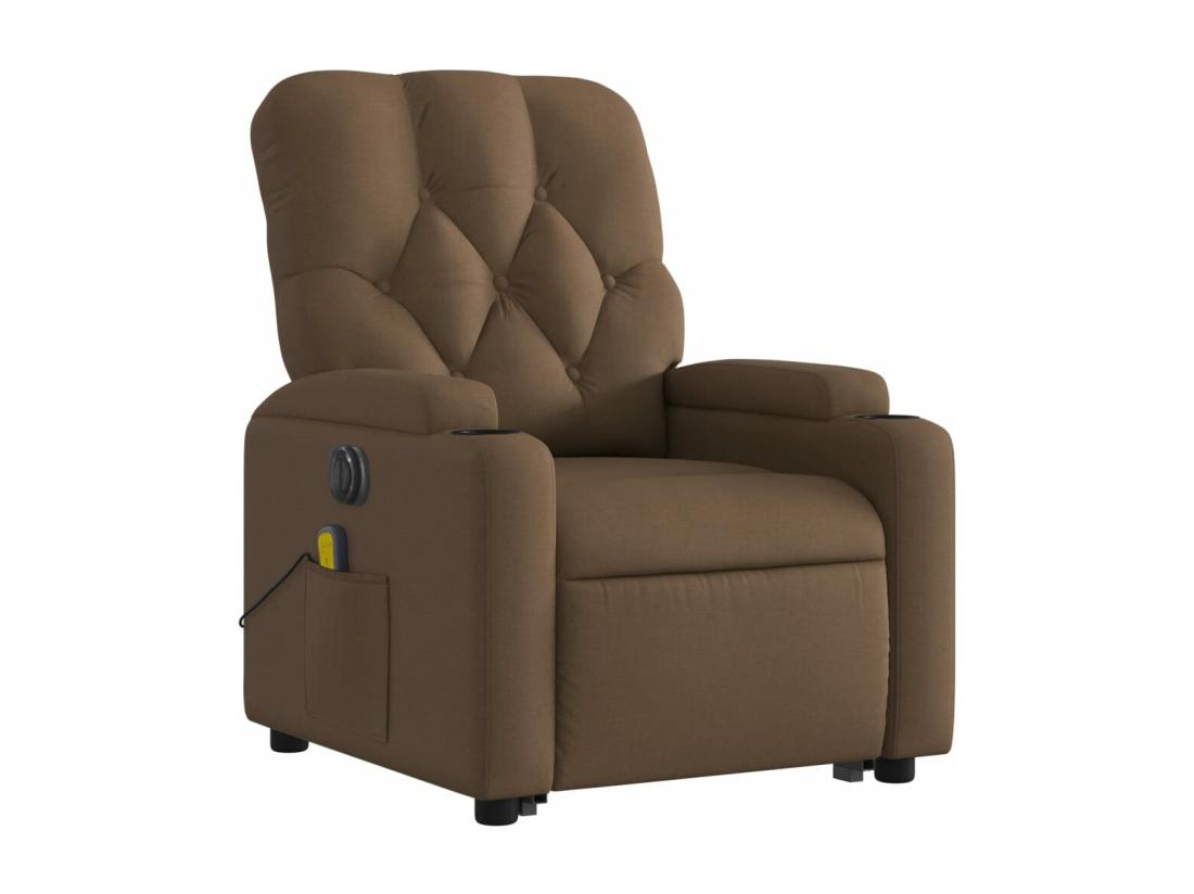 Vente Unique Fauteuil Inclinable Massant électrique Marron Tissu