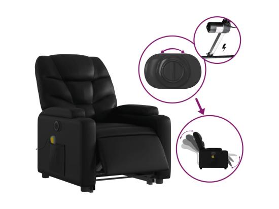 Vente Unique Fauteuil Inclinable Massant électrique Noir Similicuir