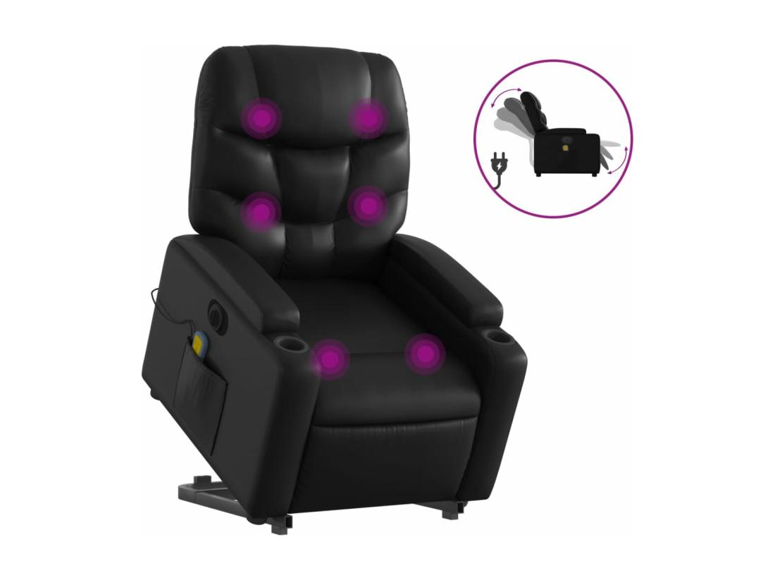 Vente Unique Fauteuil Inclinable Massant électrique Noir Similicuir
