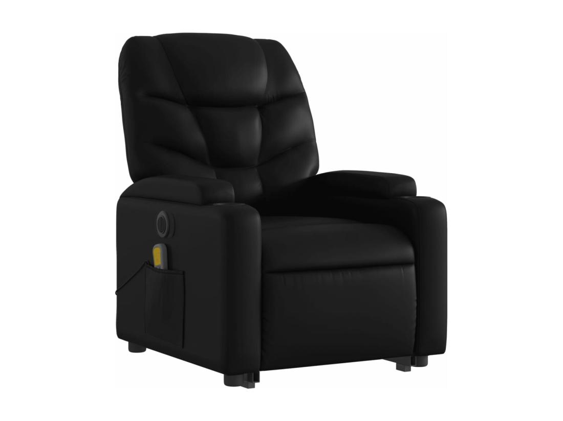 vente unique Fauteuil inclinable massant électrique noir similicuir