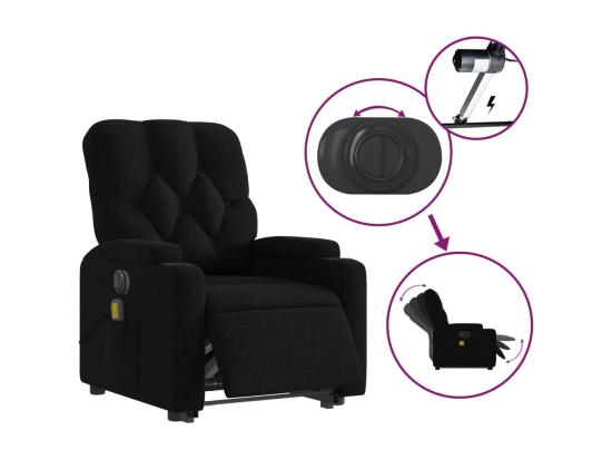 Vente Unique Fauteuil Inclinable Massant électrique Noir Tissu