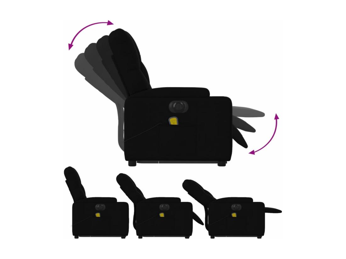 Vente Unique Fauteuil Inclinable Massant électrique Noir Tissu