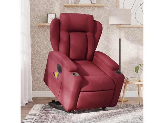 Vente Unique Fauteuil Inclinable Massant électrique Rouge Bordeaux Tissu