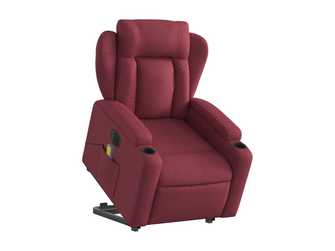 vente unique Fauteuil inclinable massant électrique Rouge bordeaux Tissu