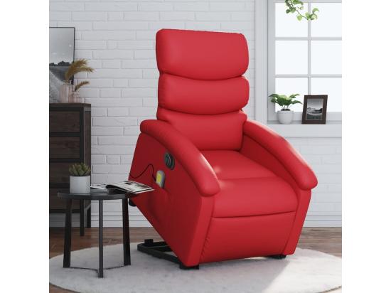 Vente Unique Fauteuil Inclinable Massant électrique Rouge Similicuir