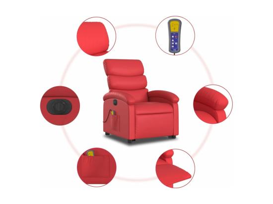 Vente Unique Fauteuil Inclinable Massant électrique Rouge Similicuir