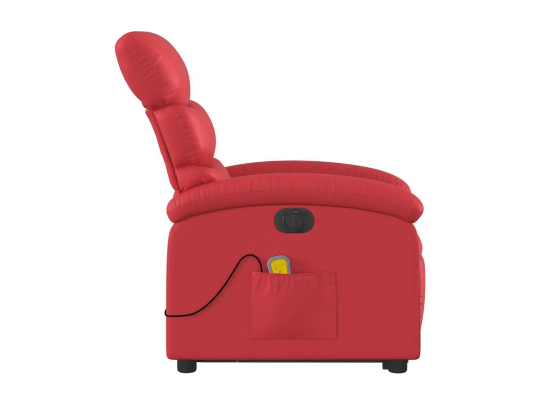 Vente Unique Fauteuil Inclinable Massant électrique Rouge Similicuir