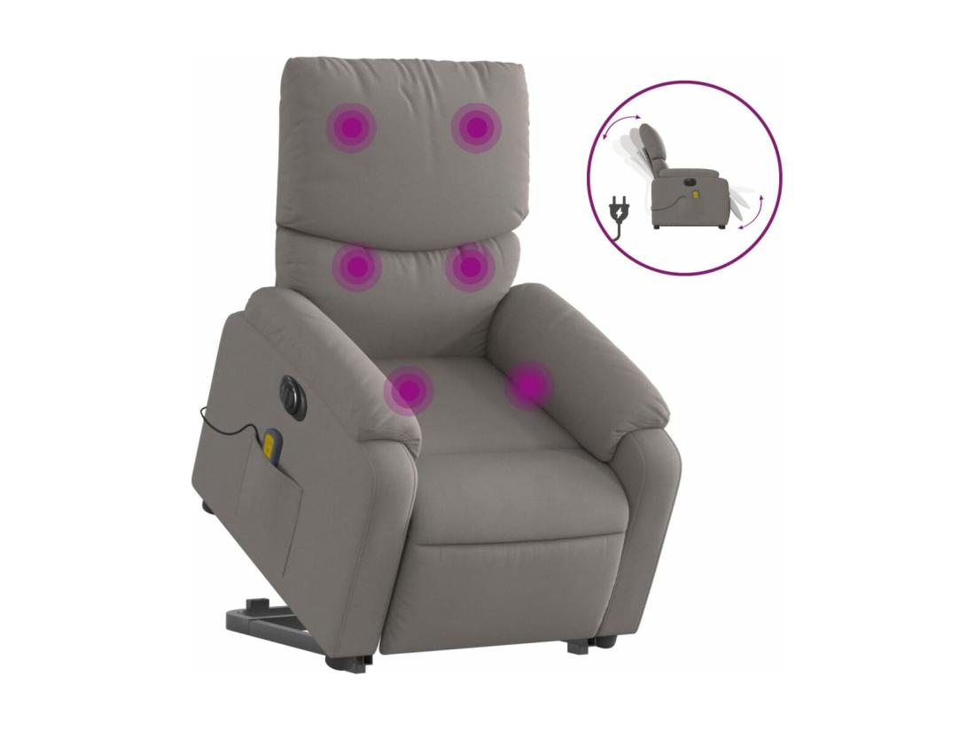 Vente Unique Fauteuil Inclinable Massant électrique Taupe Tissu