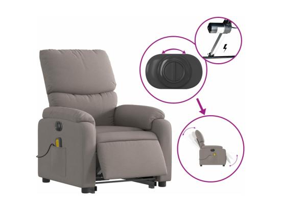 Vente Unique Fauteuil Inclinable Massant électrique Taupe Tissu