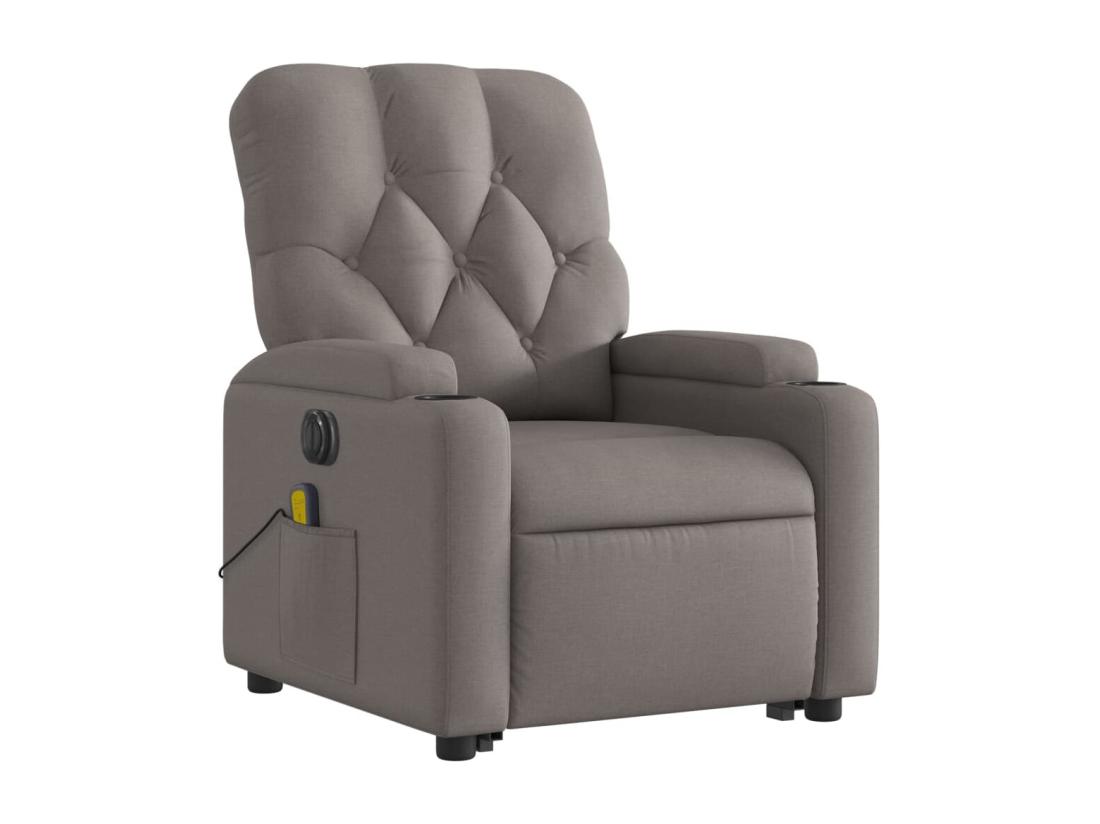 Vente Unique Fauteuil Inclinable Massant électrique Taupe Tissu