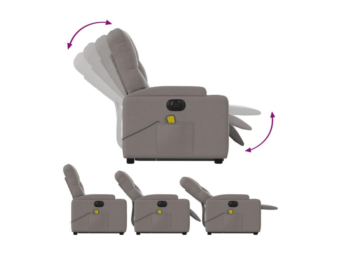 vente unique Fauteuil inclinable massant électrique Taupe Tissu