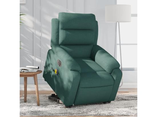 Vente Unique Fauteuil Inclinable Massant électrique Vert Foncé Tissu