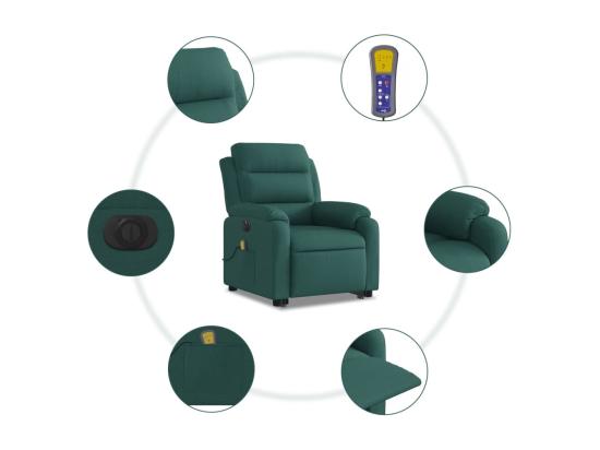 Vente Unique Fauteuil Inclinable Massant électrique Vert Foncé Tissu