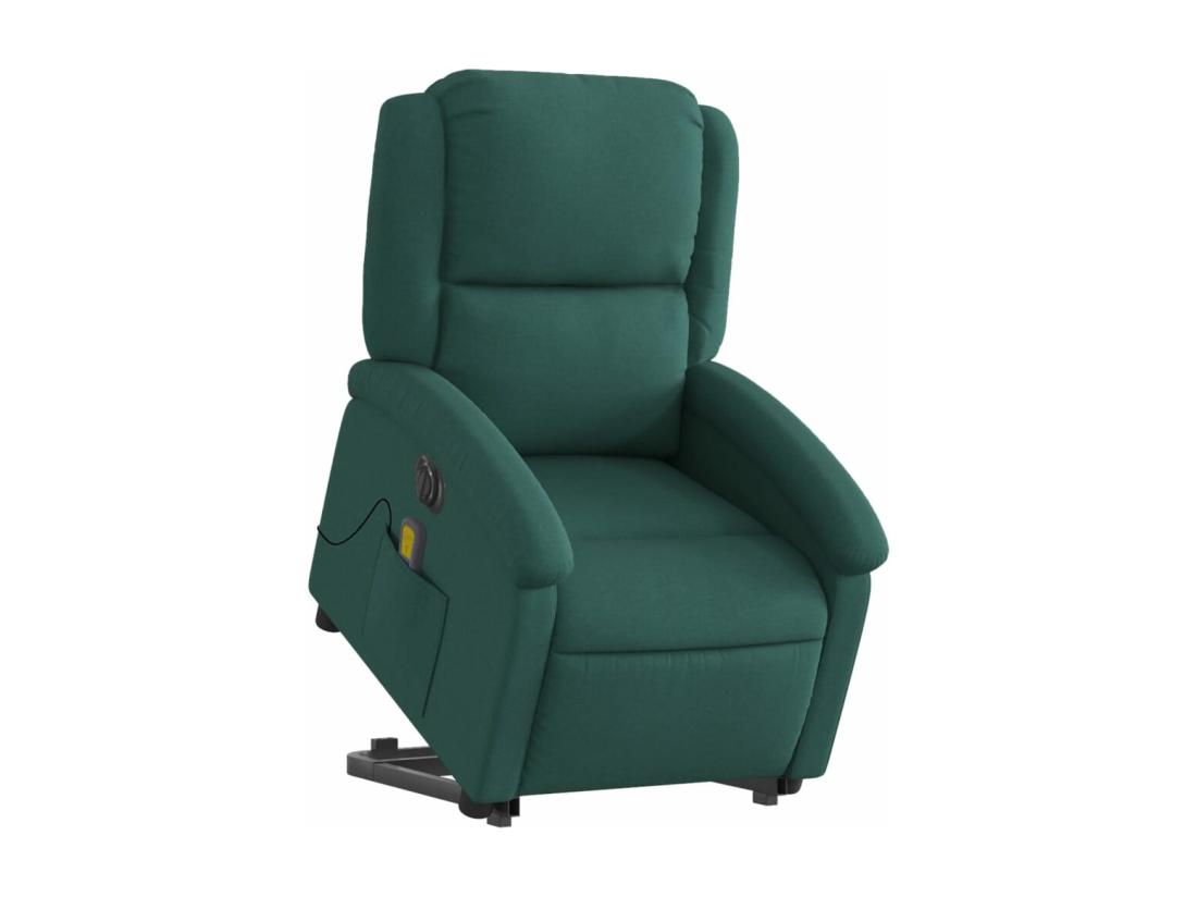 Vente Unique Fauteuil Inclinable Massant électrique Vert Foncé Tissu