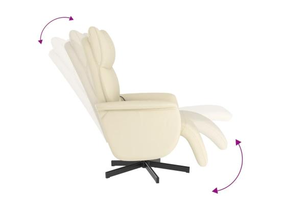 Vente Unique Fauteuil Inclinable Massant Et Repose-pieds Crème Similicuir