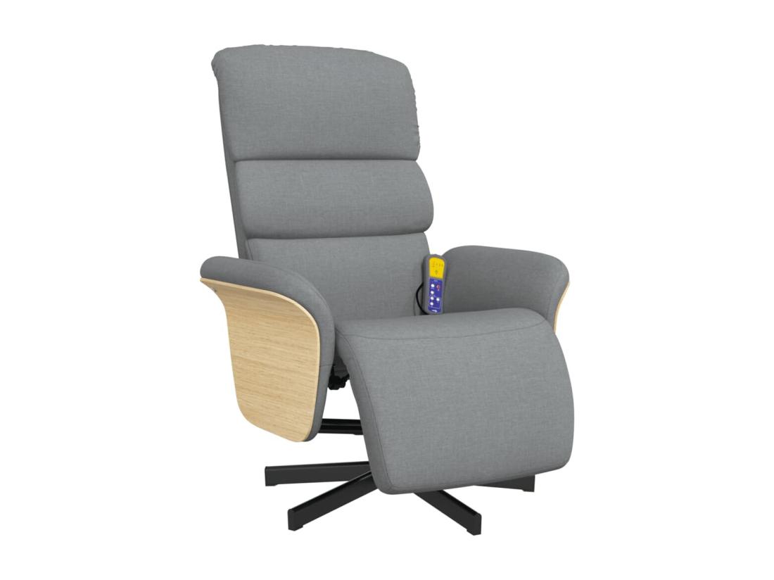 Vente Unique Fauteuil Inclinable Massant Et Repose-pieds Gris Clair Tissu