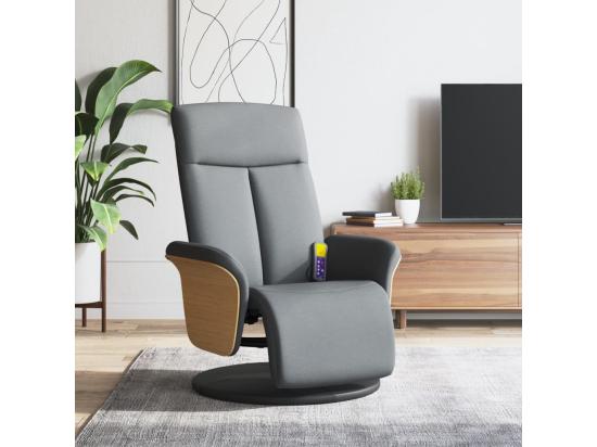 vente unique Fauteuil inclinable massant et repose-pieds gris clair tissu