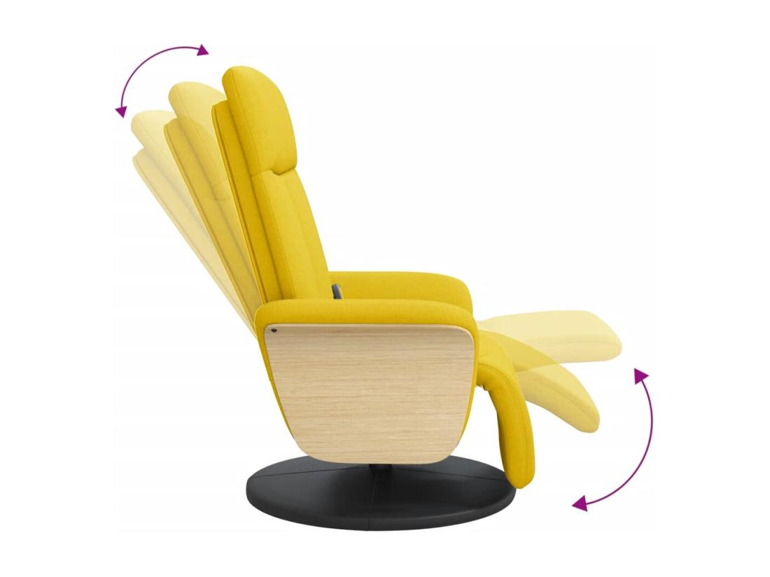 Vente Unique Fauteuil Inclinable Massant Repose-pieds Jaune Clair Tissu