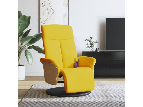 vente unique Fauteuil inclinable massant repose-pieds jaune clair tissu