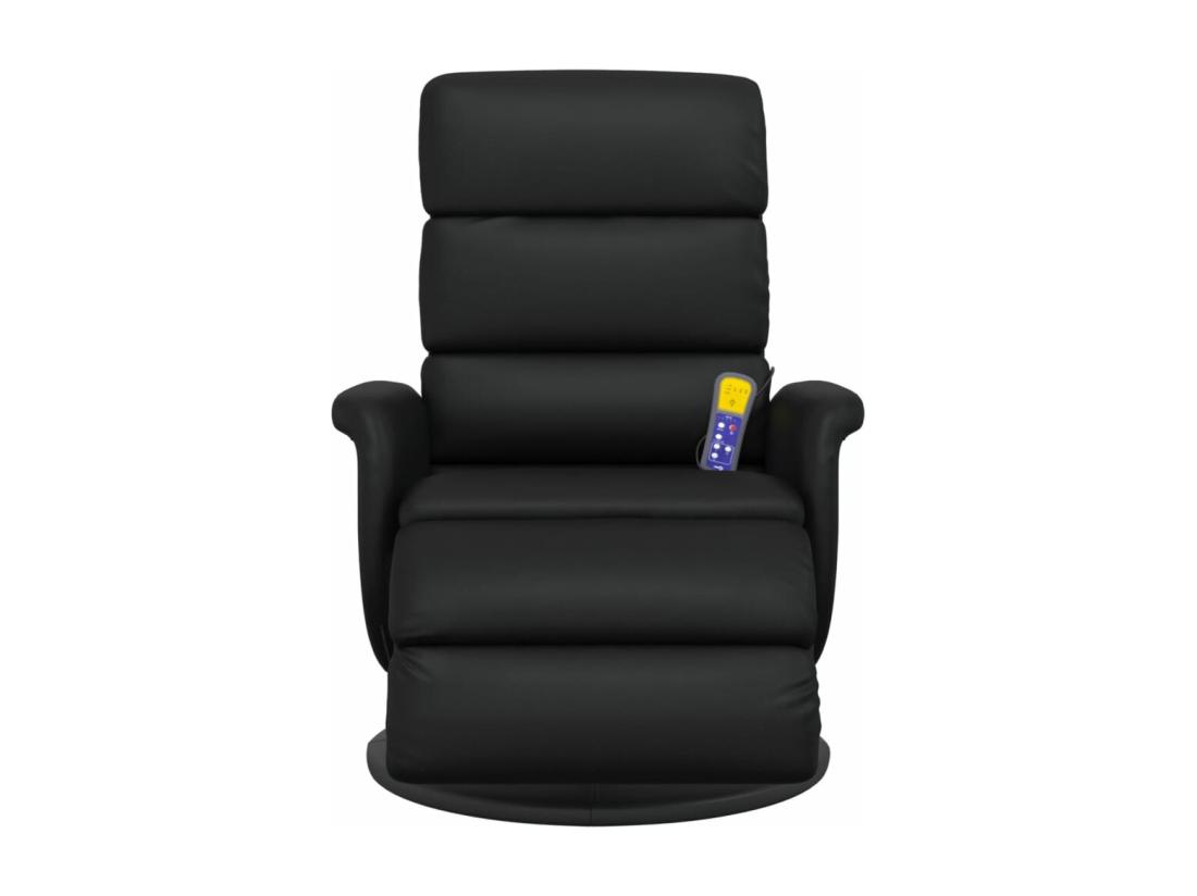 Vente Unique Fauteuil Inclinable Massant Repose-pieds Noir Similicuir