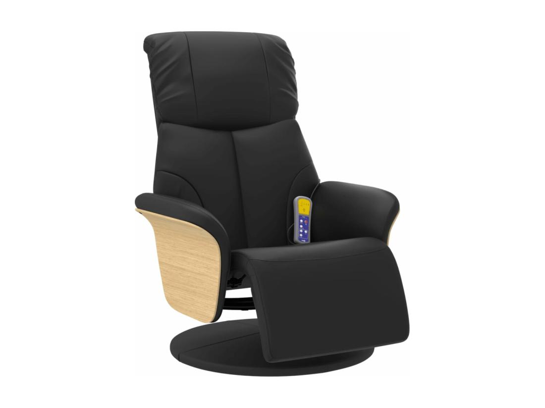 Vente Unique Fauteuil Inclinable Massant Repose-pieds Noir Similicuir