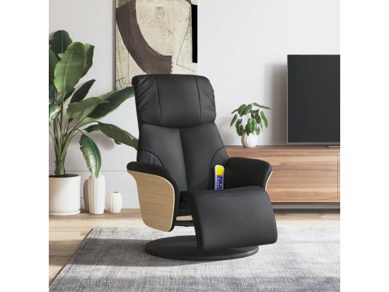 Vente Unique Fauteuil Inclinable Massant Repose-pieds Noir Similicuir
