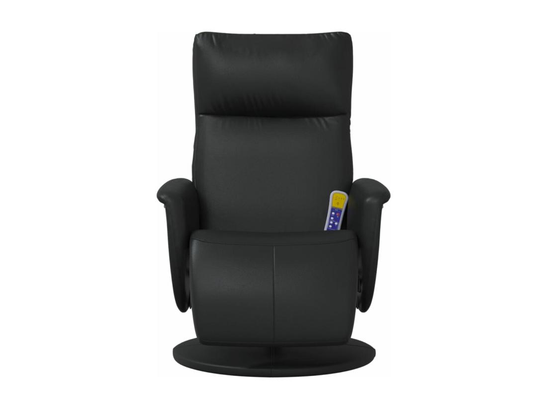 vente unique Fauteuil inclinable massant repose-pieds noir similicuir