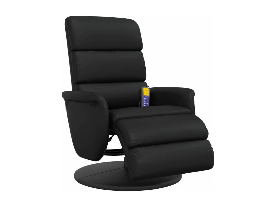 vente unique Fauteuil inclinable massant repose-pieds noir similicuir