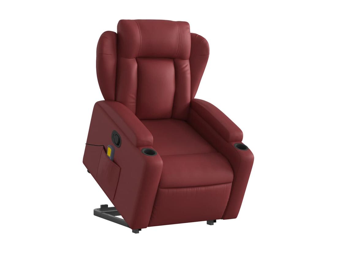 Vente Unique Fauteuil Inclinable Massant Rouge Bordeaux Similicuir