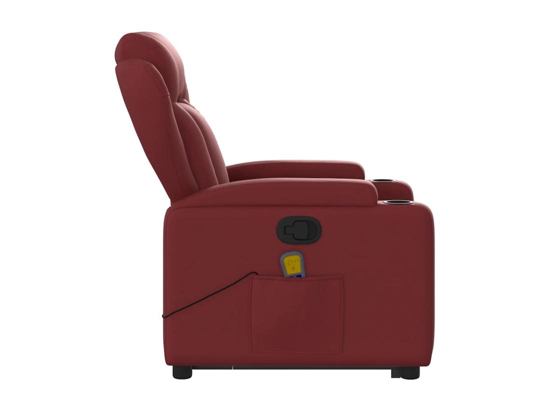 Vente Unique Fauteuil Inclinable Massant Rouge Bordeaux Similicuir