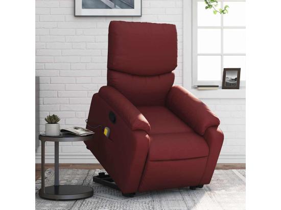 vente unique Fauteuil inclinable massant Rouge bordeaux Similicuir