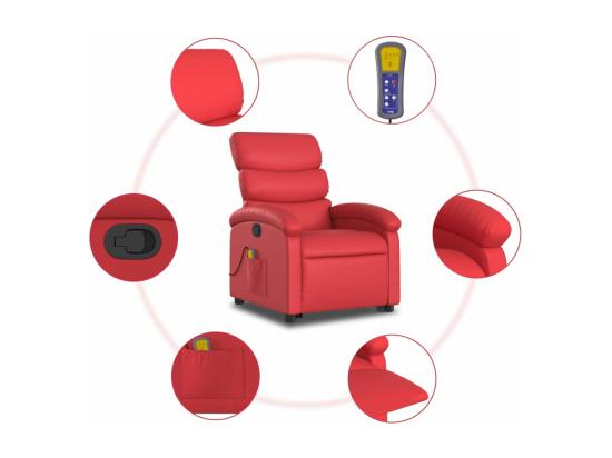 Vente Unique Fauteuil Inclinable Massant Rouge Similicuir