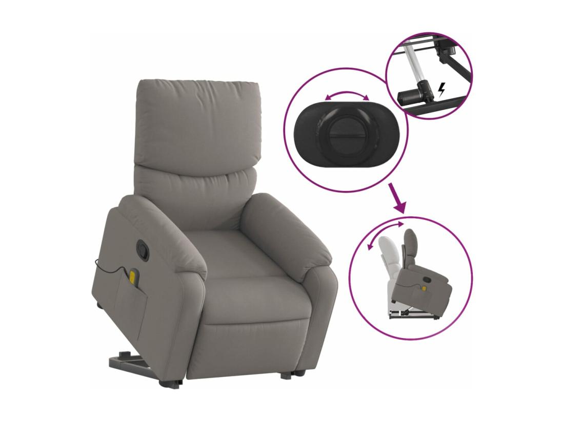 Vente Unique Fauteuil Inclinable Massant Taupe Tissu