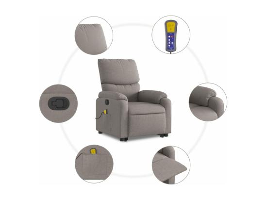Vente Unique Fauteuil Inclinable Massant Taupe Tissu