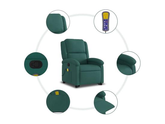 Vente Unique Fauteuil Inclinable Massant Vert Foncé Tissu