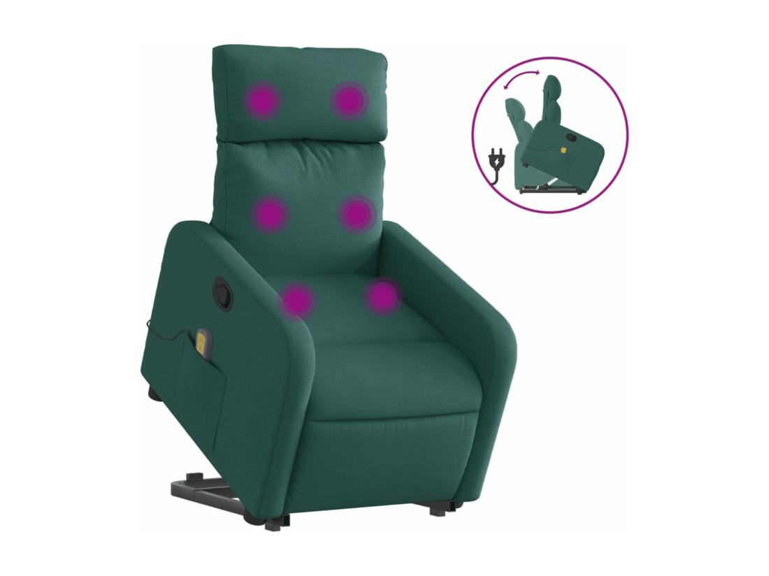Vente Unique Fauteuil Inclinable Massant Vert Foncé Tissu