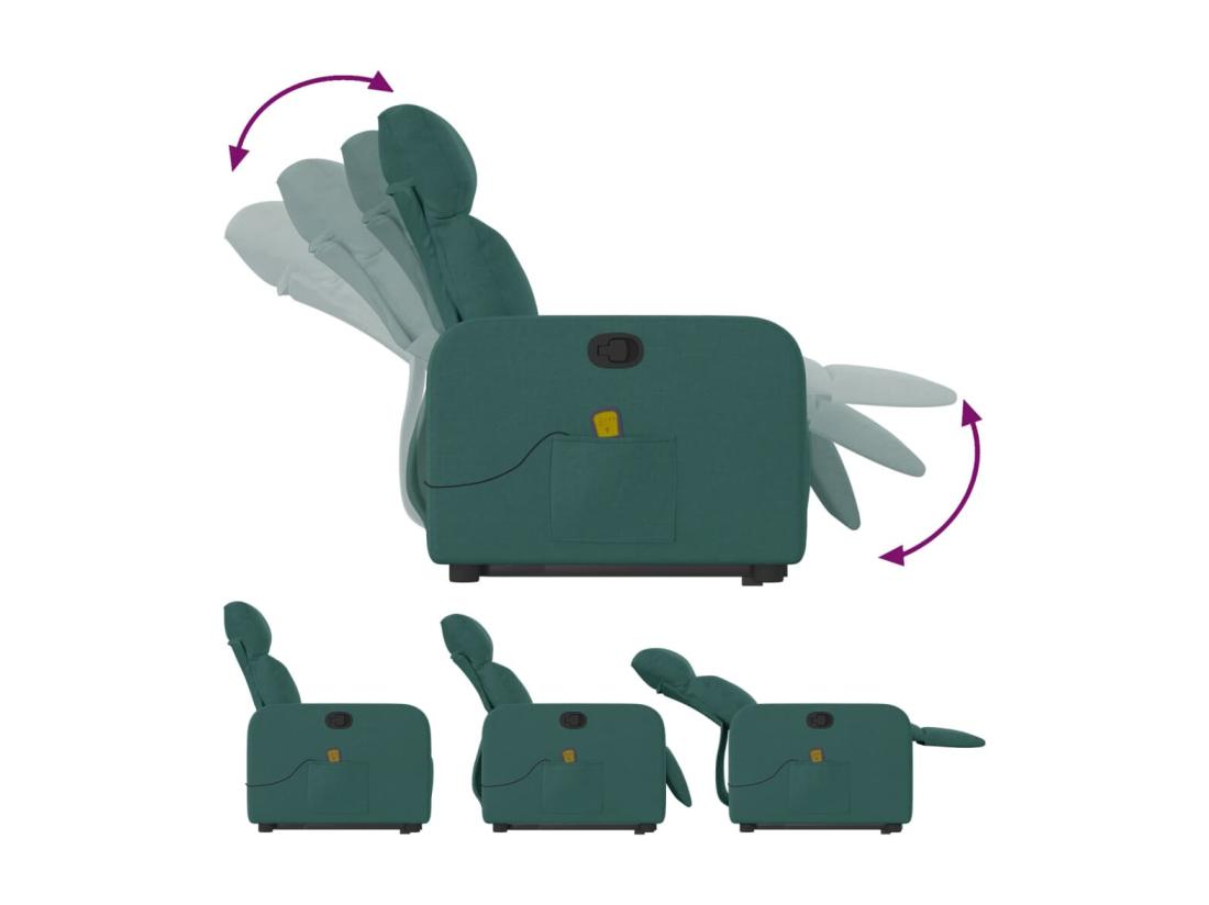 Vente Unique Fauteuil Inclinable Massant Vert Foncé Tissu