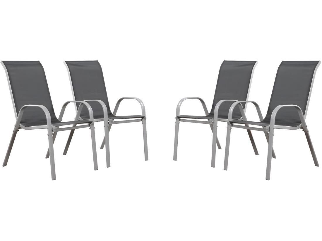 Vente Unique Fauteuil Jardin Textilène "Cordoba" - Phoenix - Gris Foncé/Argenté - Lot De 4