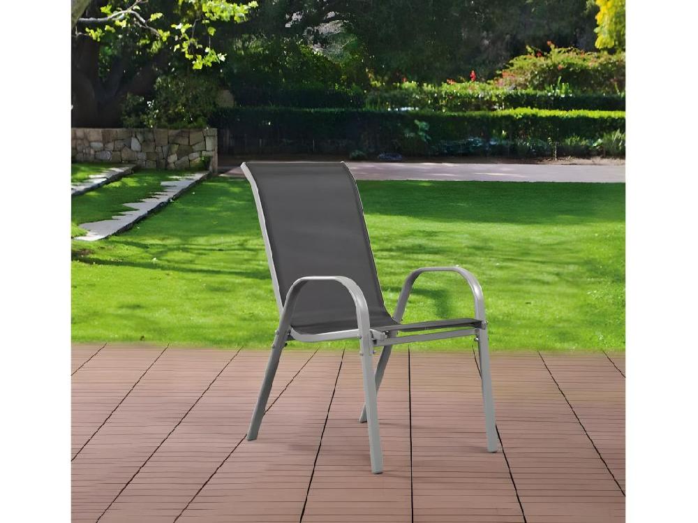 Vente Unique Fauteuil Jardin Textilène "Cordoba" - Phoenix - Gris Foncé/Argenté - Lot De 4