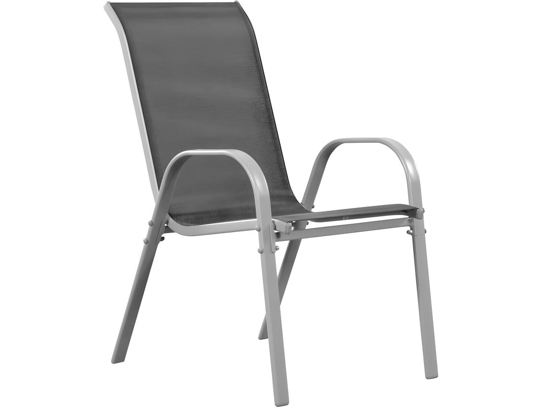 vente unique Fauteuil jardin Textilène "Cordoba" - Phoenix - Gris foncé/Argenté - Lot de 4