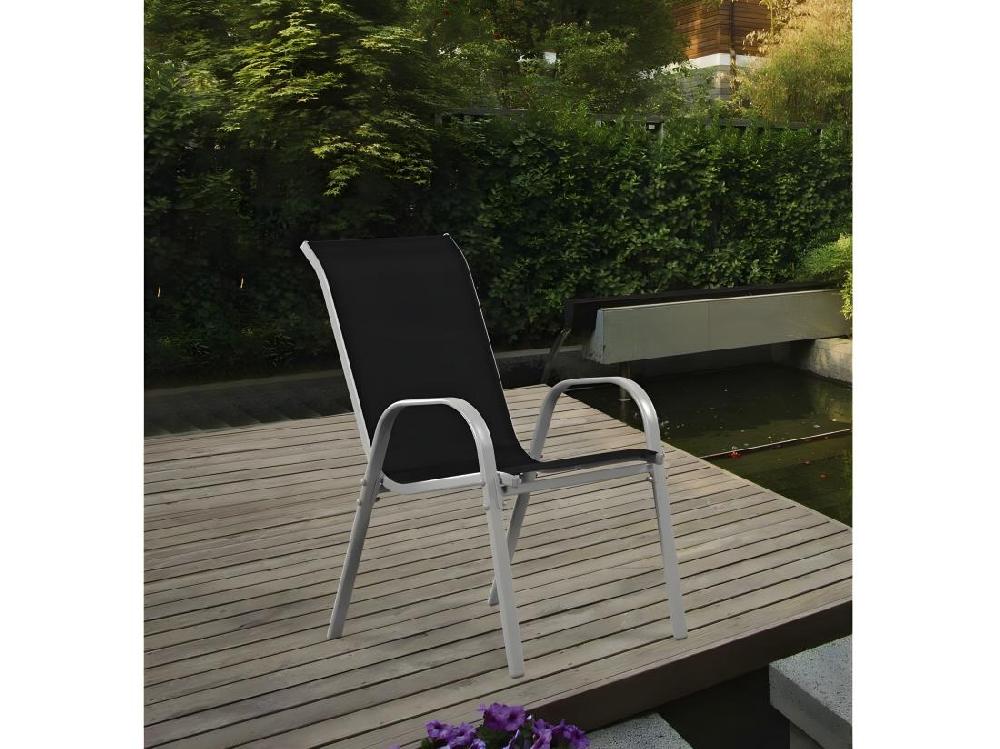 Vente Unique Fauteuil Jardin Textilène "Cordoba" - Phoenix - Noir - Lot De 4